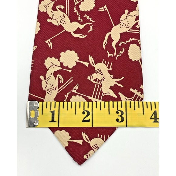 Polo by Ralph Lauren Men's Tie Equestrian Steeplechase Horse Print Silk - Picture 5 of 6